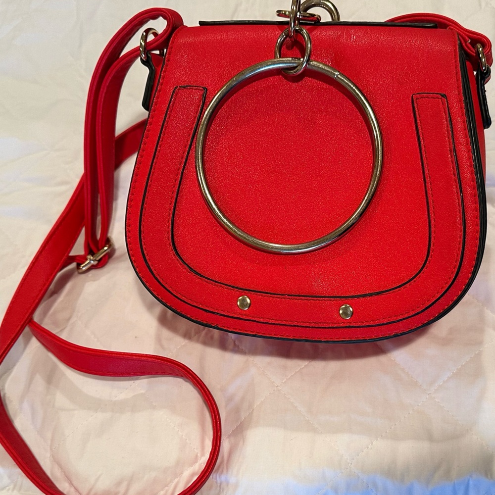 Red Purse with Gold Metal Chain
